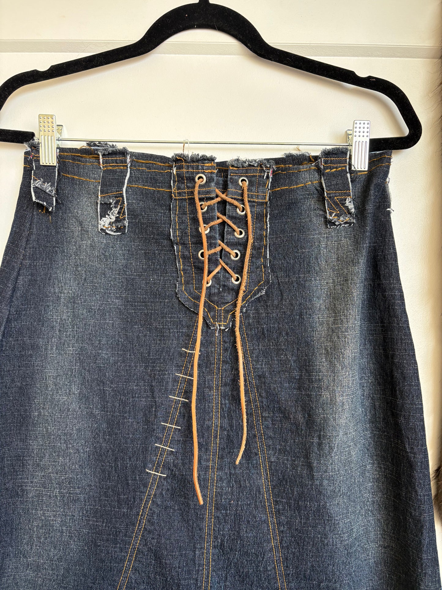REWORKED VINTAGE BONGO DENIM SKIRT