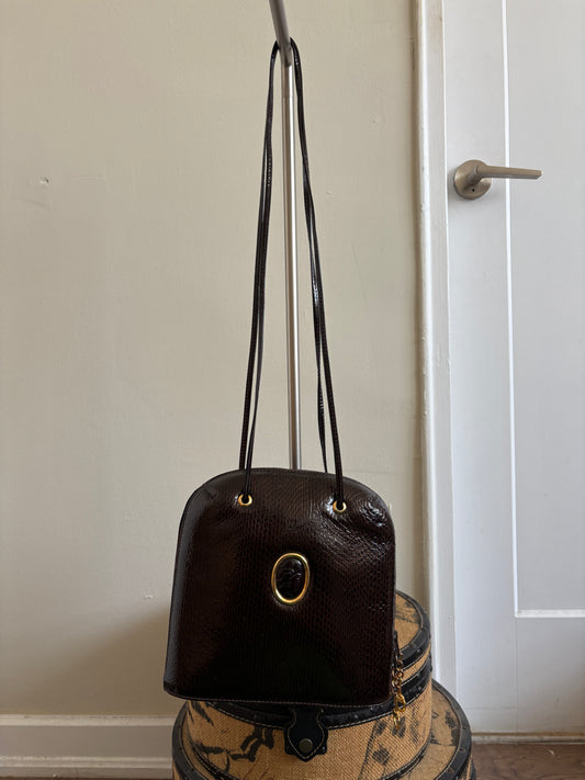 VINTAGE BROWN AND GOLD BAG
