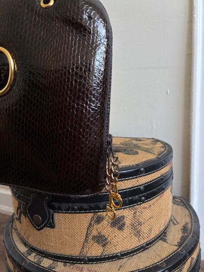 VINTAGE BROWN AND GOLD BAG