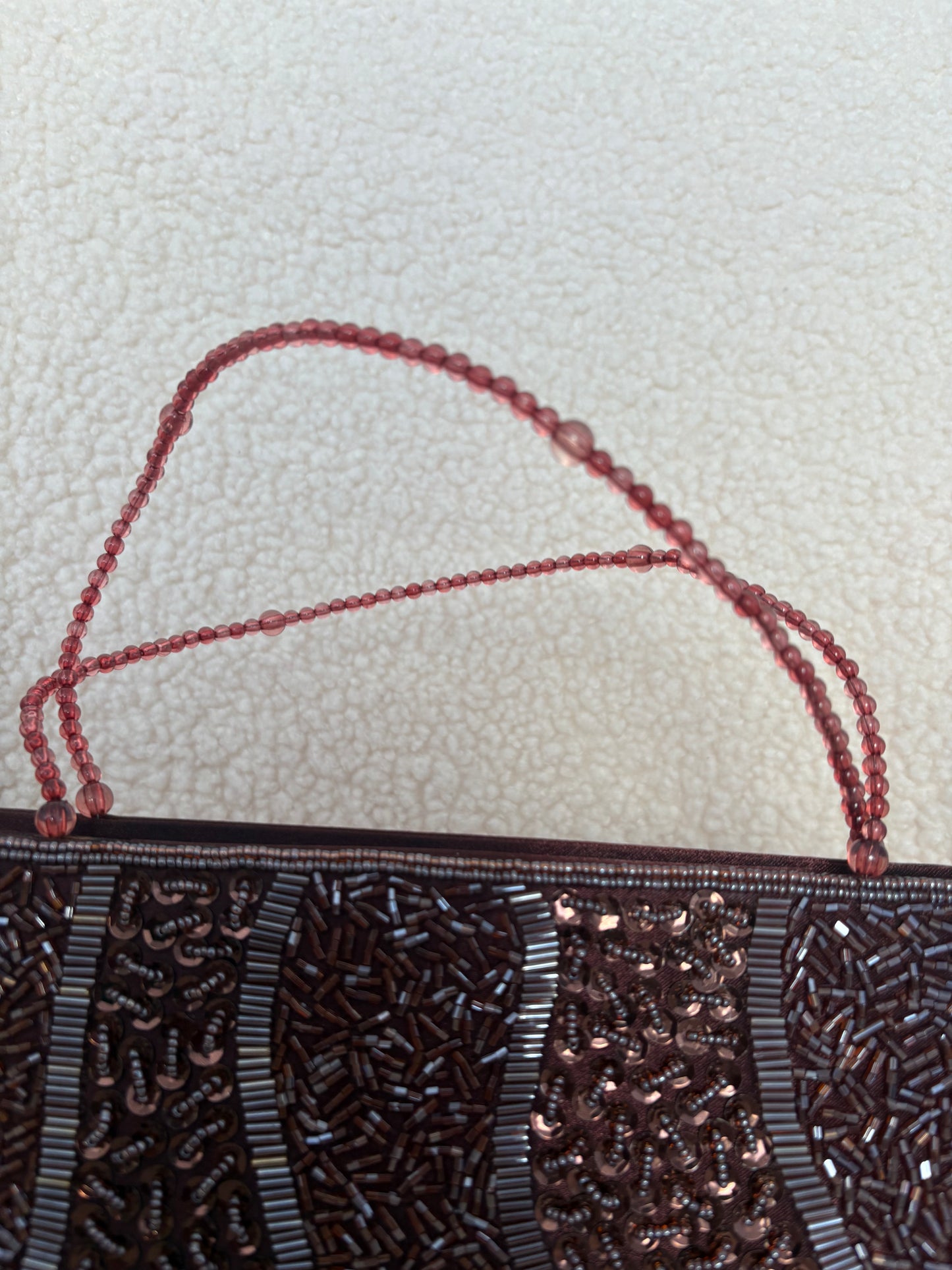 VINTAGE BROWN BEADED BIJOUX TERNER PURSE