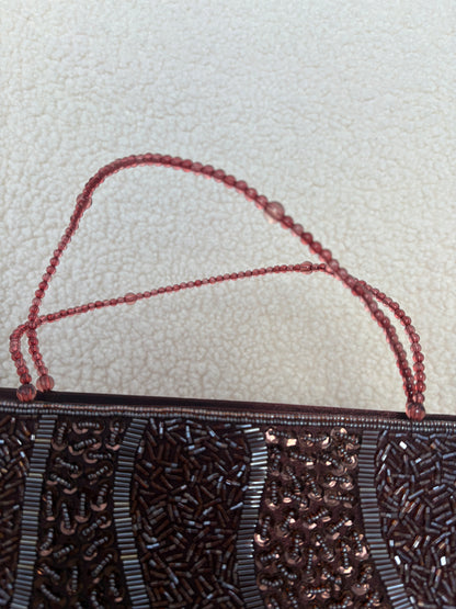 VINTAGE BROWN BEADED BIJOUX TERNER PURSE