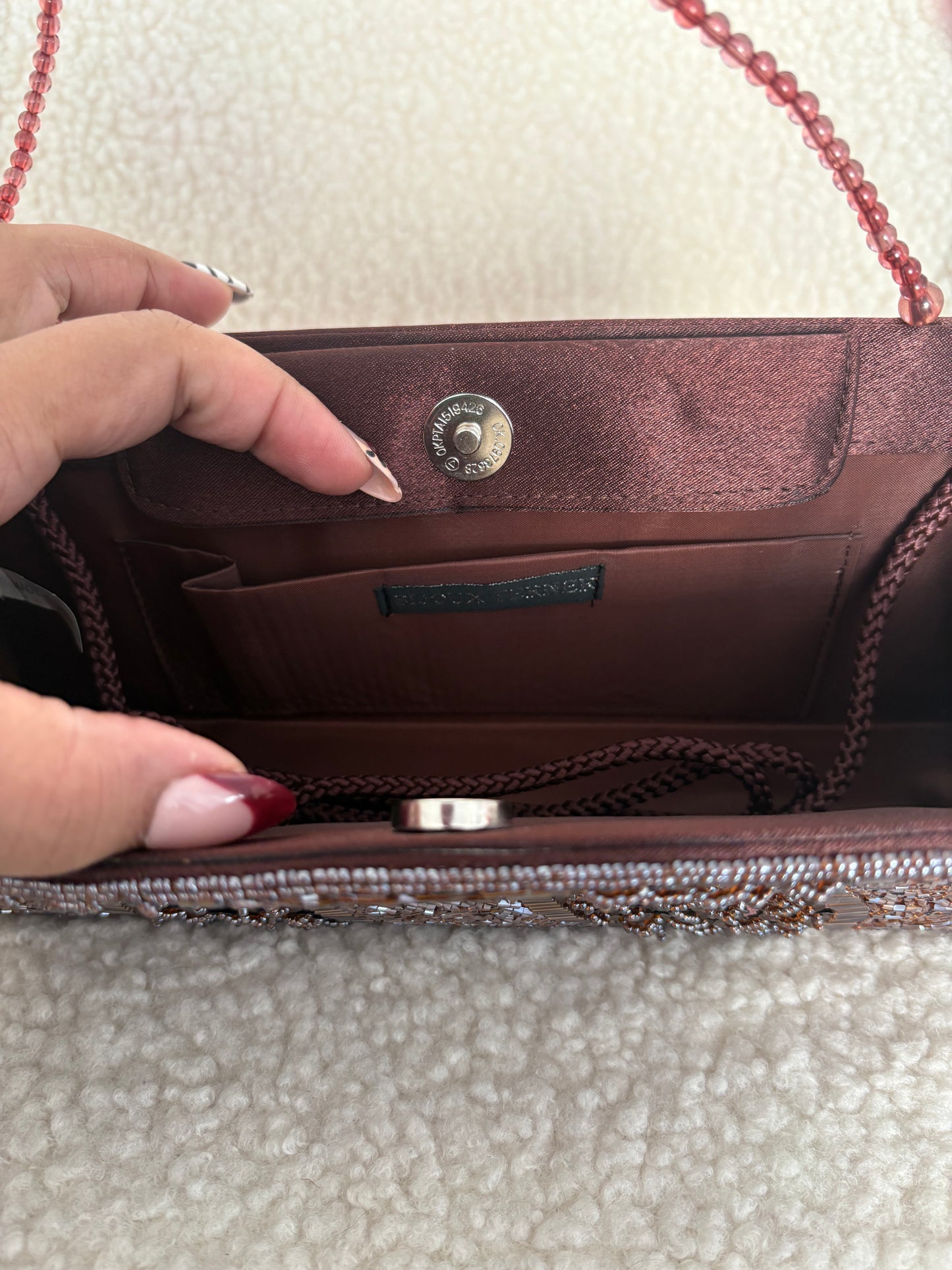 VINTAGE BROWN BEADED BIJOUX TERNER PURSE