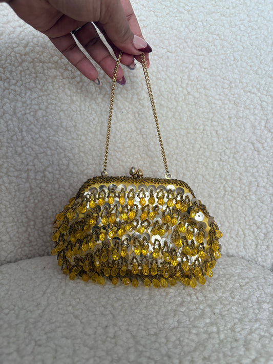 VINTAGE DANGLE BEADED ART DECO PURSE