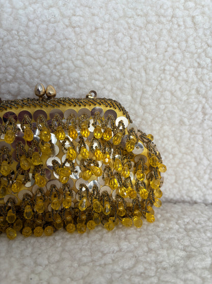 VINTAGE DANGLE BEADED ART DECO PURSE