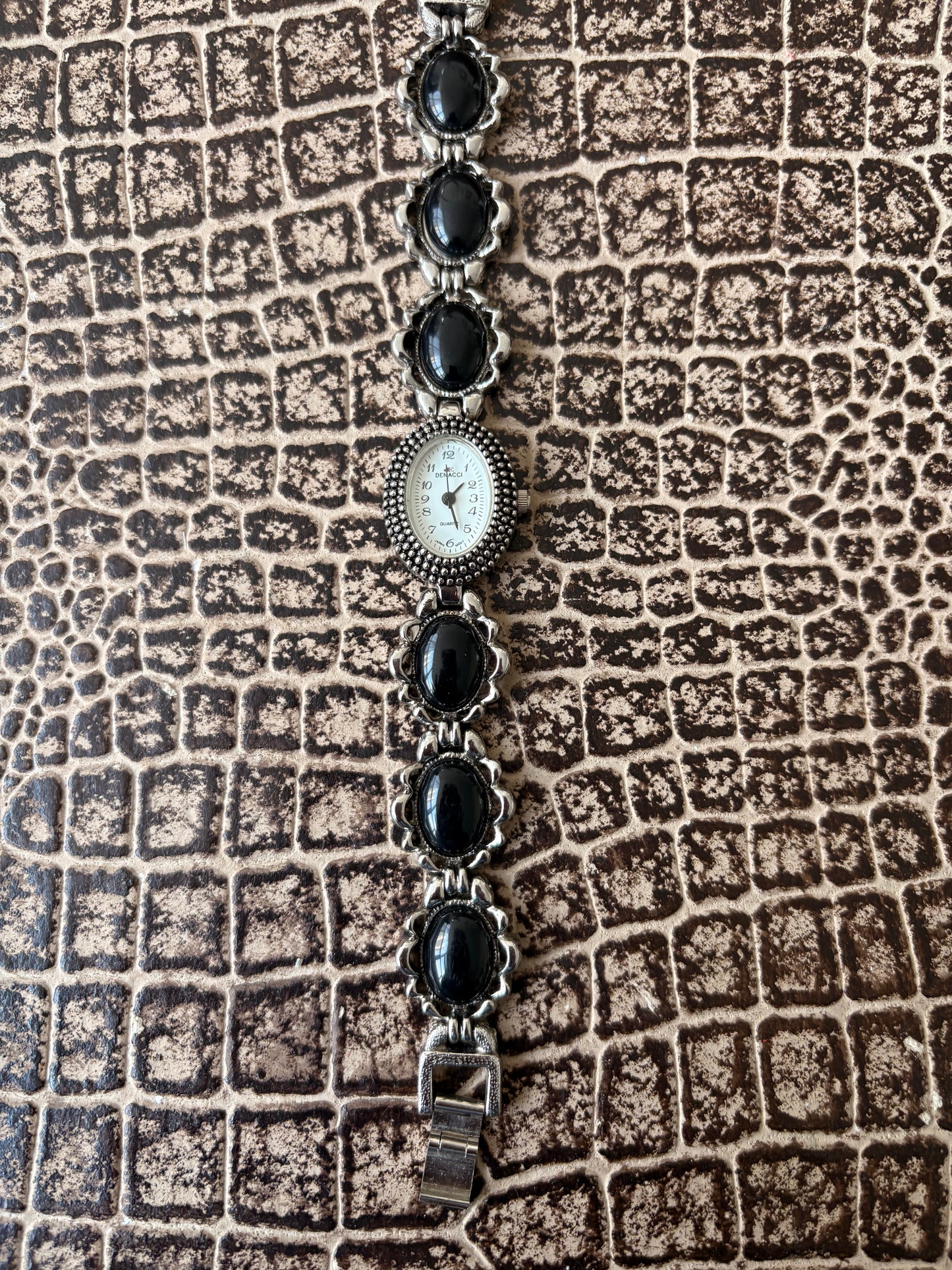 VINTAGE DENUCCI ONYX STONE WATCH