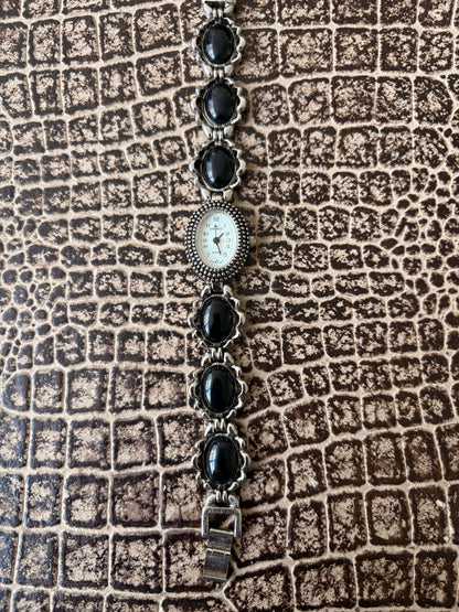 VINTAGE DENUCCI ONYX STONE WATCH