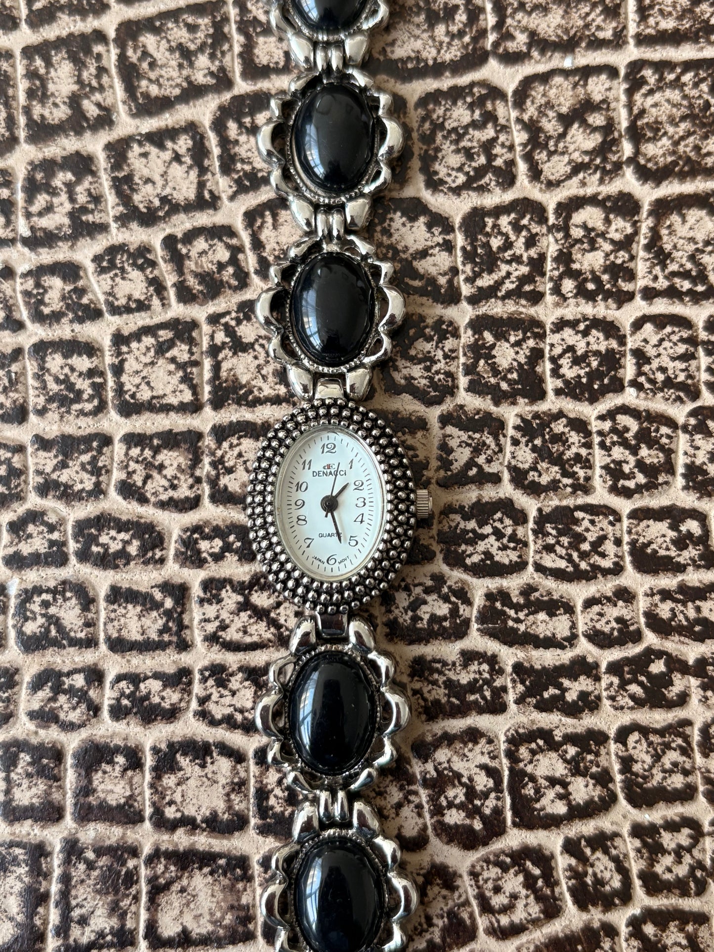 VINTAGE DENUCCI ONYX STONE WATCH
