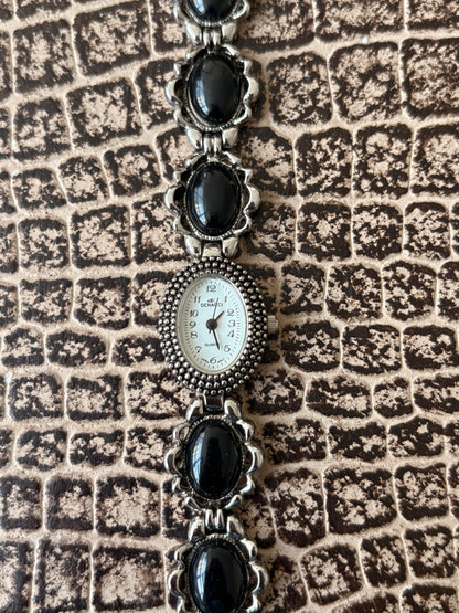VINTAGE DENUCCI ONYX STONE WATCH