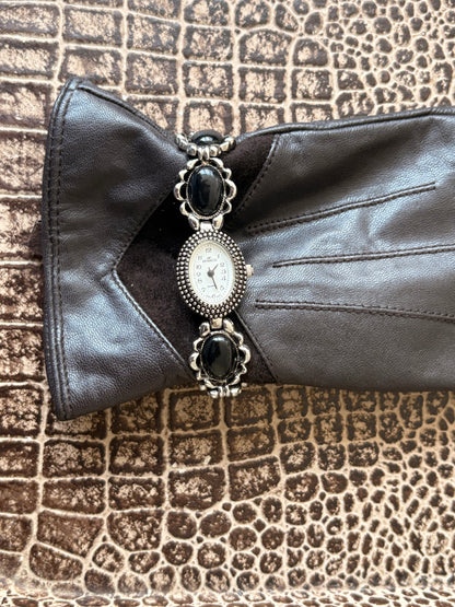 VINTAGE DENUCCI ONYX STONE WATCH