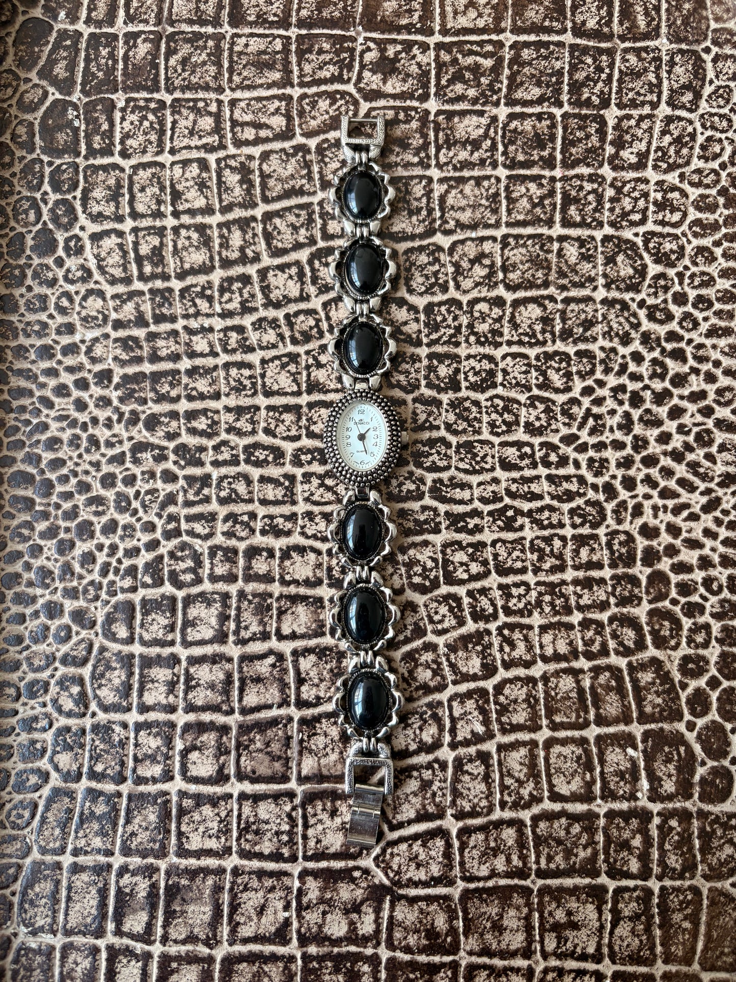 VINTAGE DENUCCI ONYX STONE WATCH