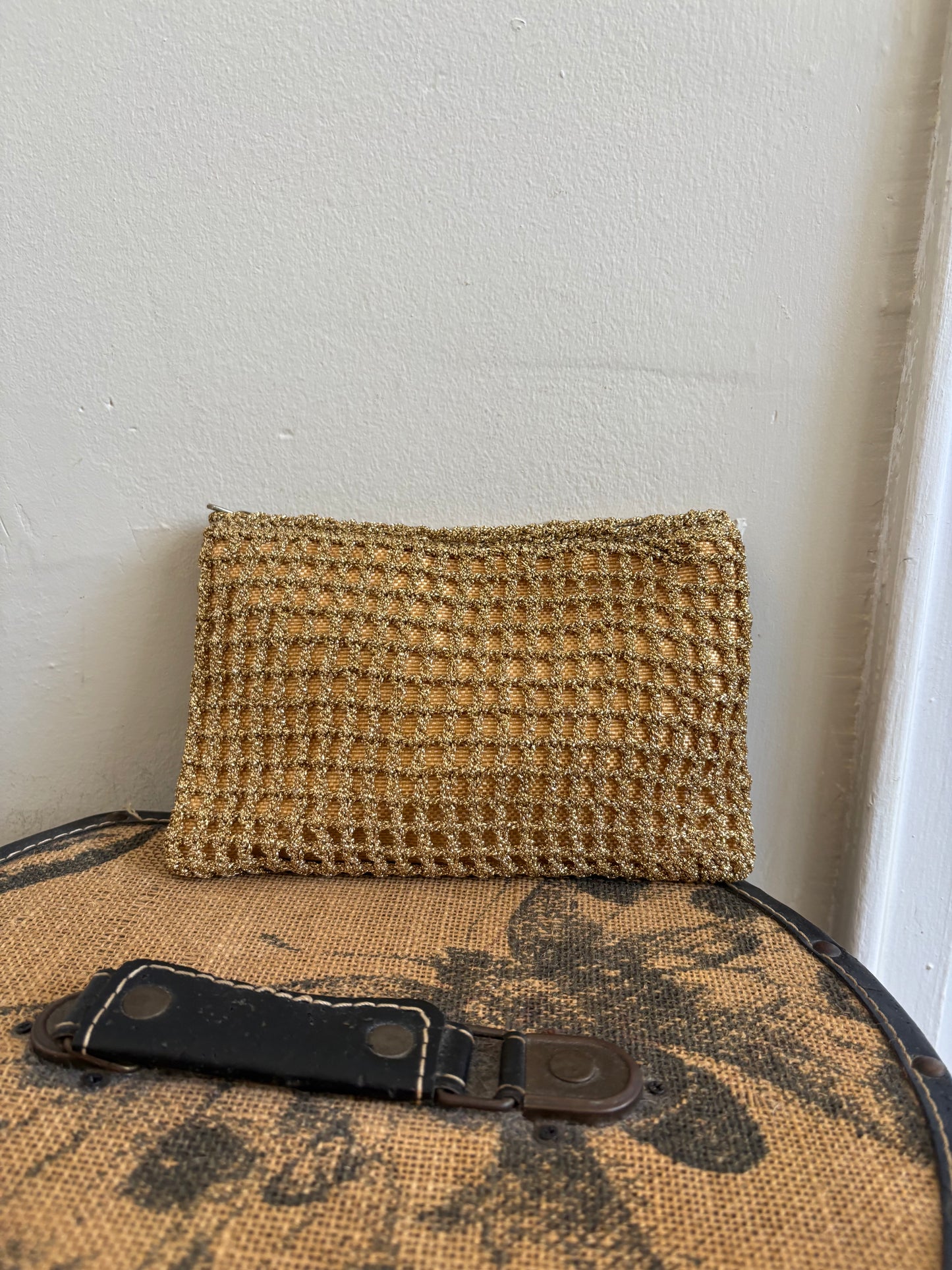 VINTAGE GOLD CROCHET CLUTCH