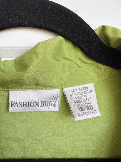 VINTAGE GREEN SATIN BUTTON DOWN