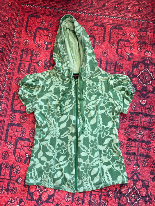 VINTAGE GUESS JEANS FLORAL ZIP UP HOODIE - M