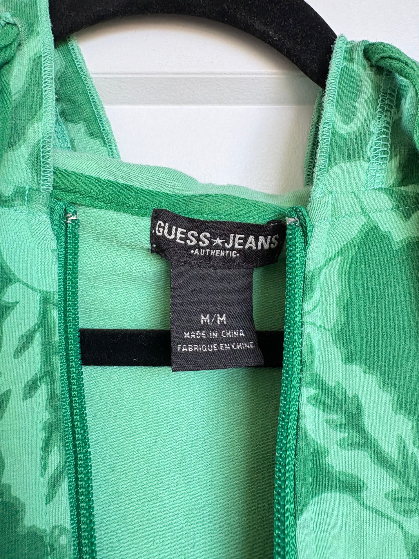 VINTAGE GUESS JEANS FLORAL ZIP UP HOODIE - M