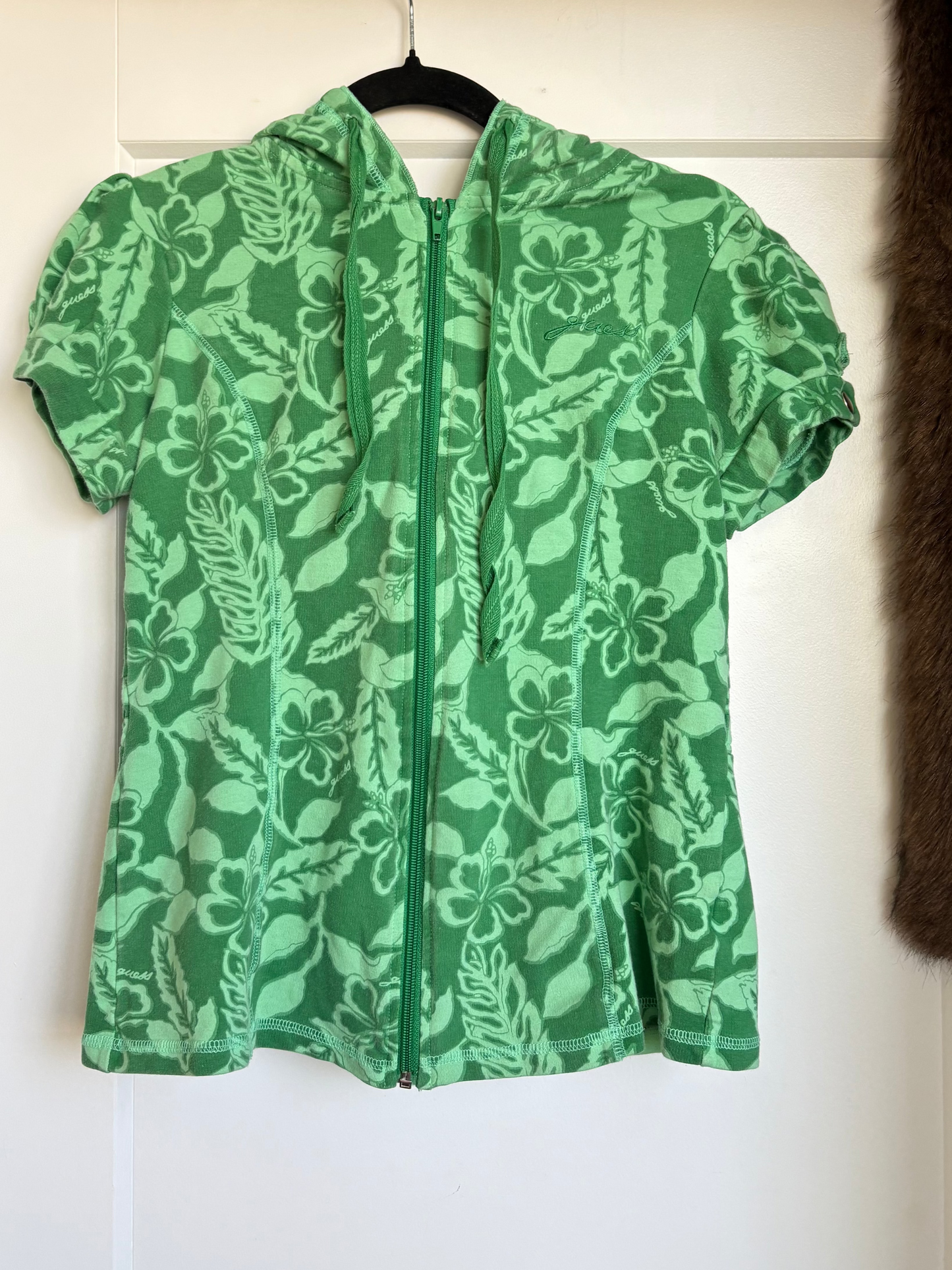 VINTAGE GUESS JEANS FLORAL ZIP UP HOODIE - M
