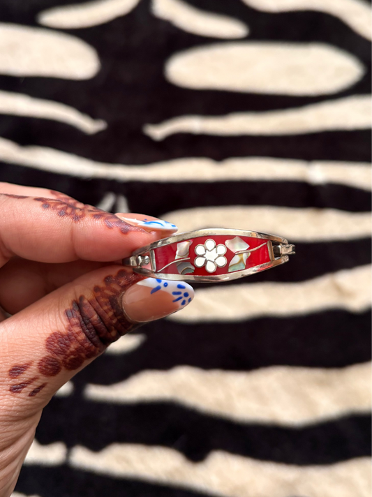 VINTAGE KIDS MEXICAN ALPACA SILVER FLOWER BRACELET