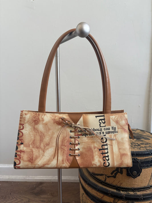 VINTAGE LACE UP SHOULDER BAG
