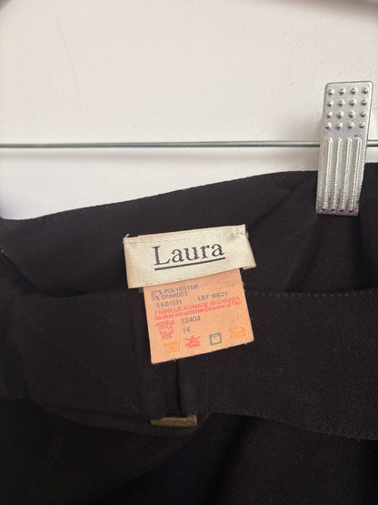 VINTAGE LAURA BLACK SUEDE MAXI SKIRT WITH BELT - 14