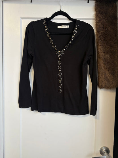 VINTAGE LAURA KNIT SHIRT WITH EMBELLISHMENTS