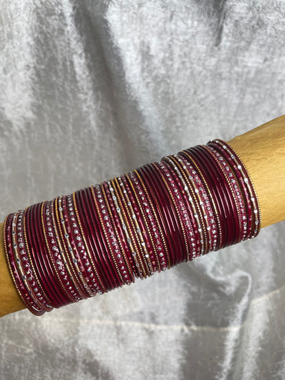 VINTAGE MAROON AND GOLD BANGLES