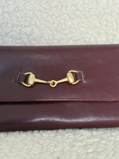 VINTAGE MAROON LEATHER WALLET WITH HORSEBIT DETAIL