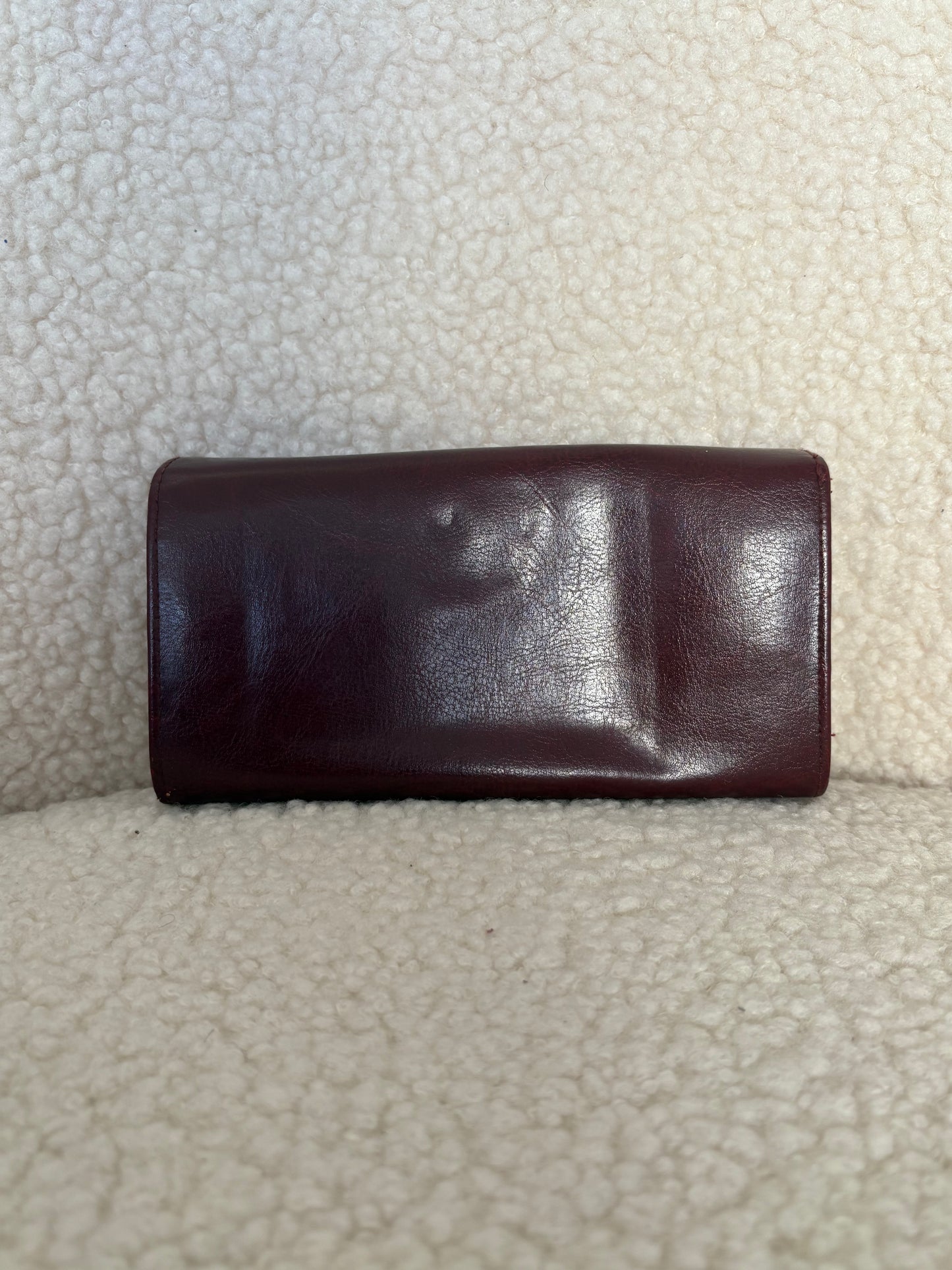 VINTAGE MAROON LEATHER WALLET WITH HORSEBIT DETAIL