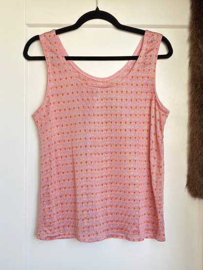 VINTAGE METALLIC PINK TANK TOP - M