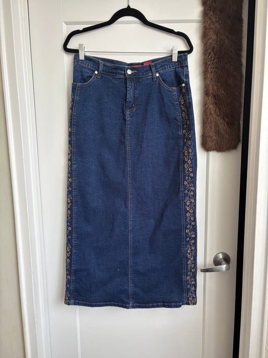 VINTAGE MORENA JEANS DENIM MAXI SKIRT