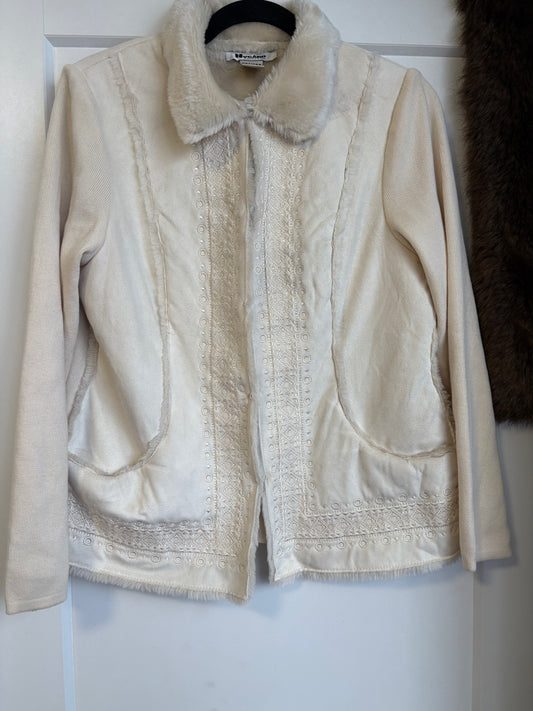 VINTAGE NYGARD KNIT SWEATER WITH SUEDE AND FAUX FUR