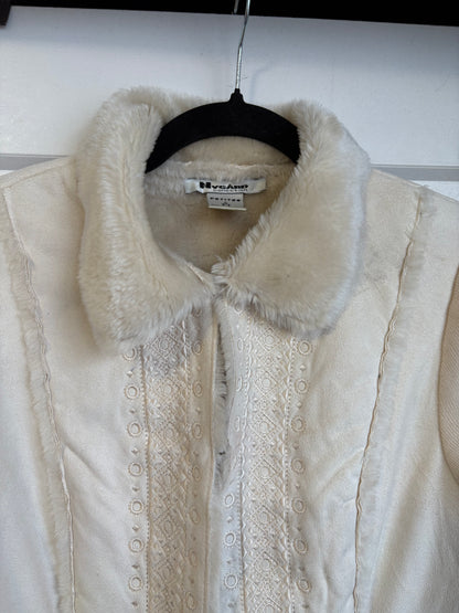 VINTAGE NYGARD KNIT SWEATER WITH SUEDE AND FAUX FUR