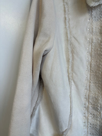 VINTAGE NYGARD KNIT SWEATER WITH SUEDE AND FAUX FUR