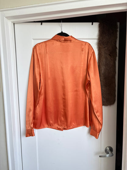 VINTAGE ORANGE SATIN BUTTON DOWN