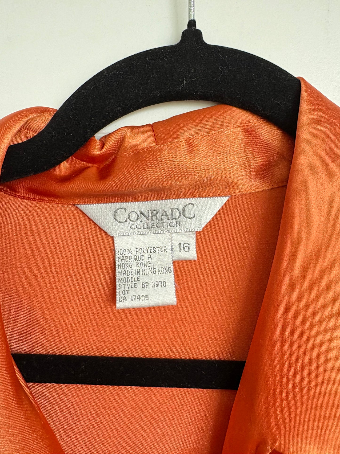 VINTAGE ORANGE SATIN BUTTON DOWN