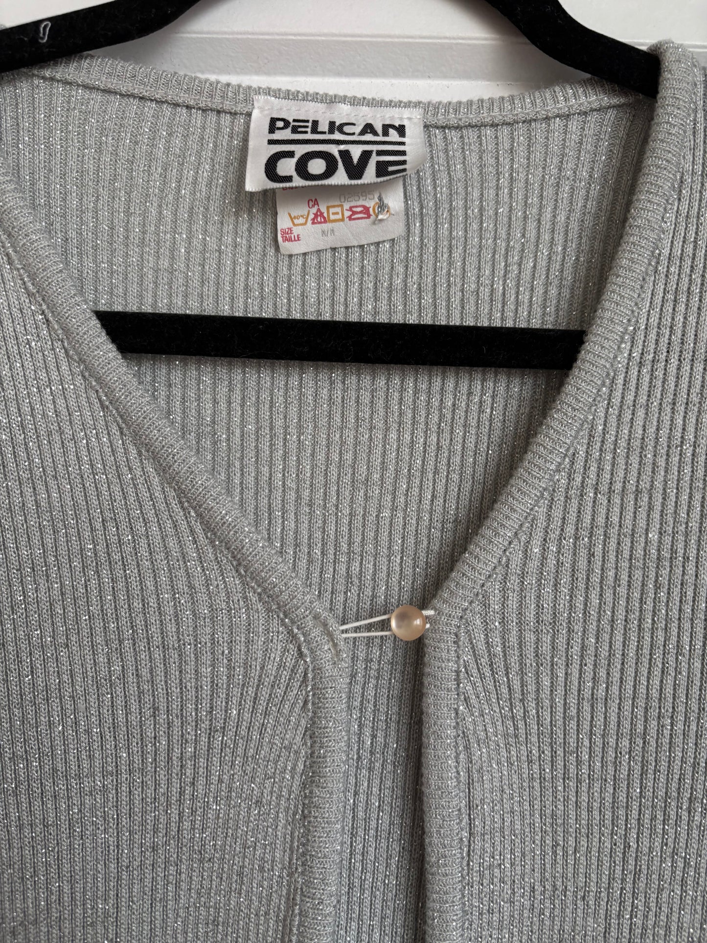 VINTAGE PELICAN COVE SPARKLY SILVER CARDIGAN