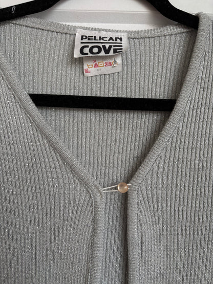 VINTAGE PELICAN COVE SPARKLY SILVER CARDIGAN