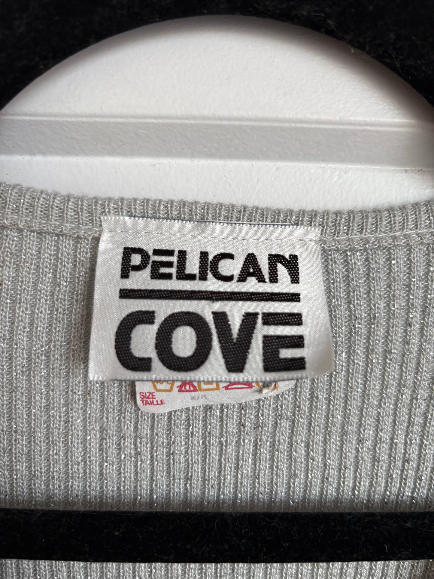 VINTAGE PELICAN COVE SPARKLY SILVER CARDIGAN