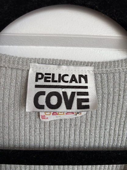 VINTAGE PELICAN COVE SPARKLY SILVER CARDIGAN