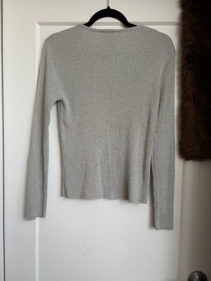 VINTAGE PELICAN COVE SPARKLY SILVER CARDIGAN