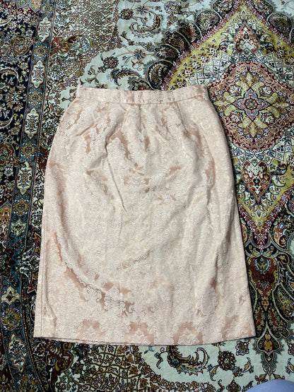 VINTAGE PINK SILK PENCIL SKIRT