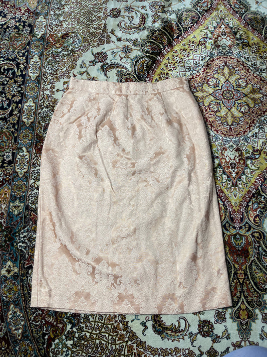 VINTAGE PINK SILK PENCIL SKIRT