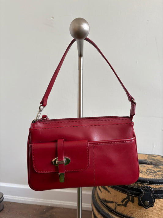 VINTAGE RED LEATHER NINE WEST SHOULDER BAG