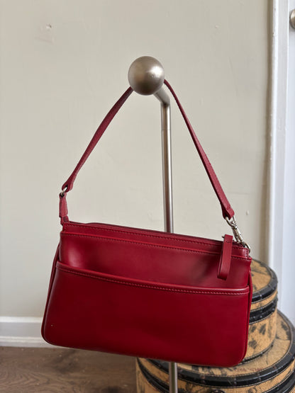 VINTAGE RED LEATHER NINE WEST SHOULDER BAG