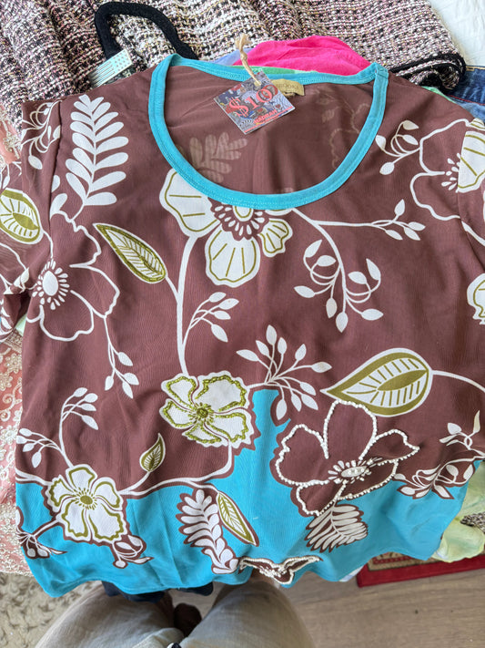 VINTAGE SHEER FLORAL TOP