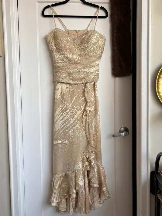 VINTAGE SILK BEADED DRESS - M
