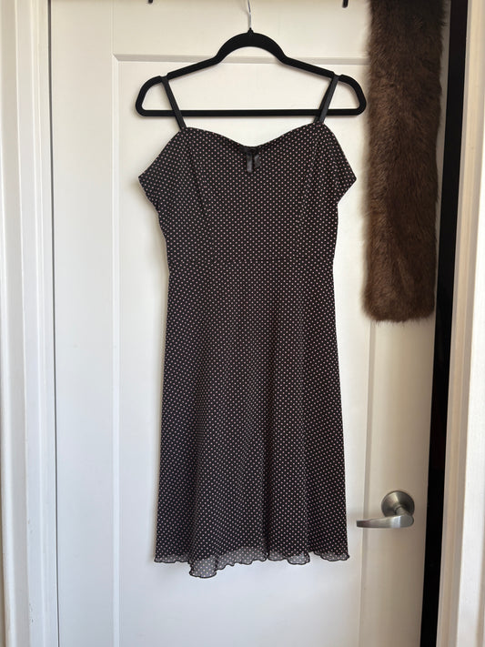 VINTAGE SUZY SHEIR PINK POLKA DOT DRESS - M