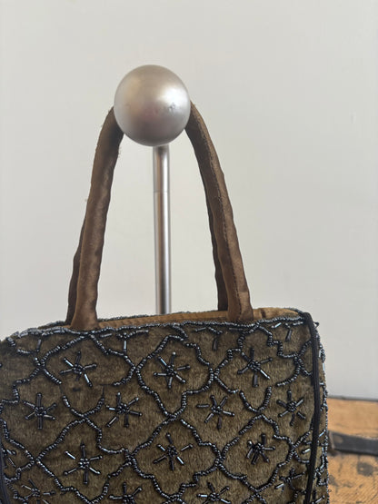 VINTAGE VELVET BEADED PURSE WITH A STRAP