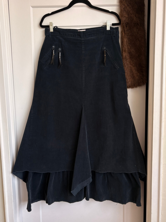 VINTAGE Y2K BLUE CORDUROY MAXI SKIRT - S