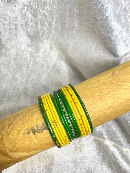 VINTAGE YELLOW AND GREEN BANGLES