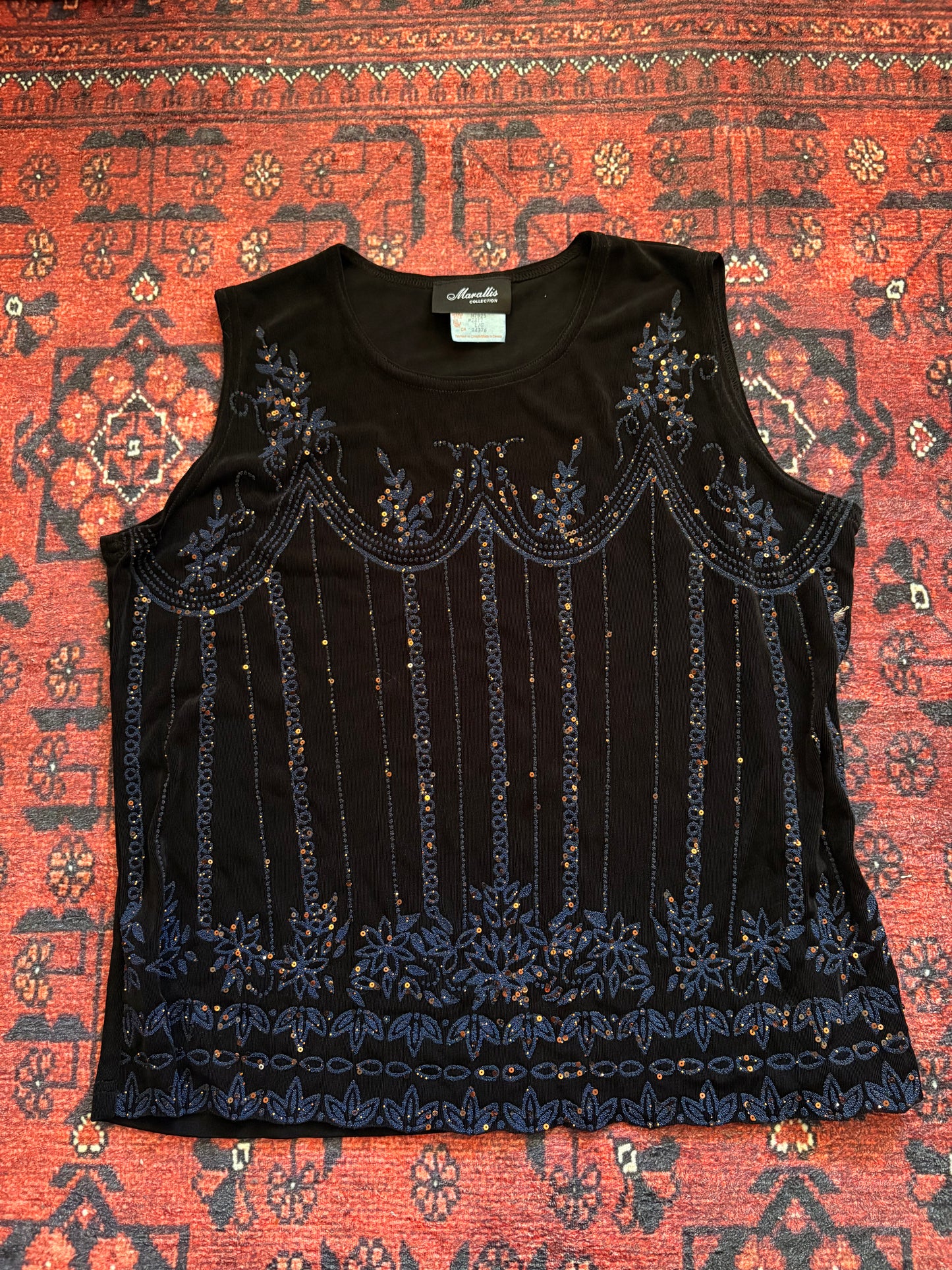 Y2K BLACK EMBELLISHED TOP - L