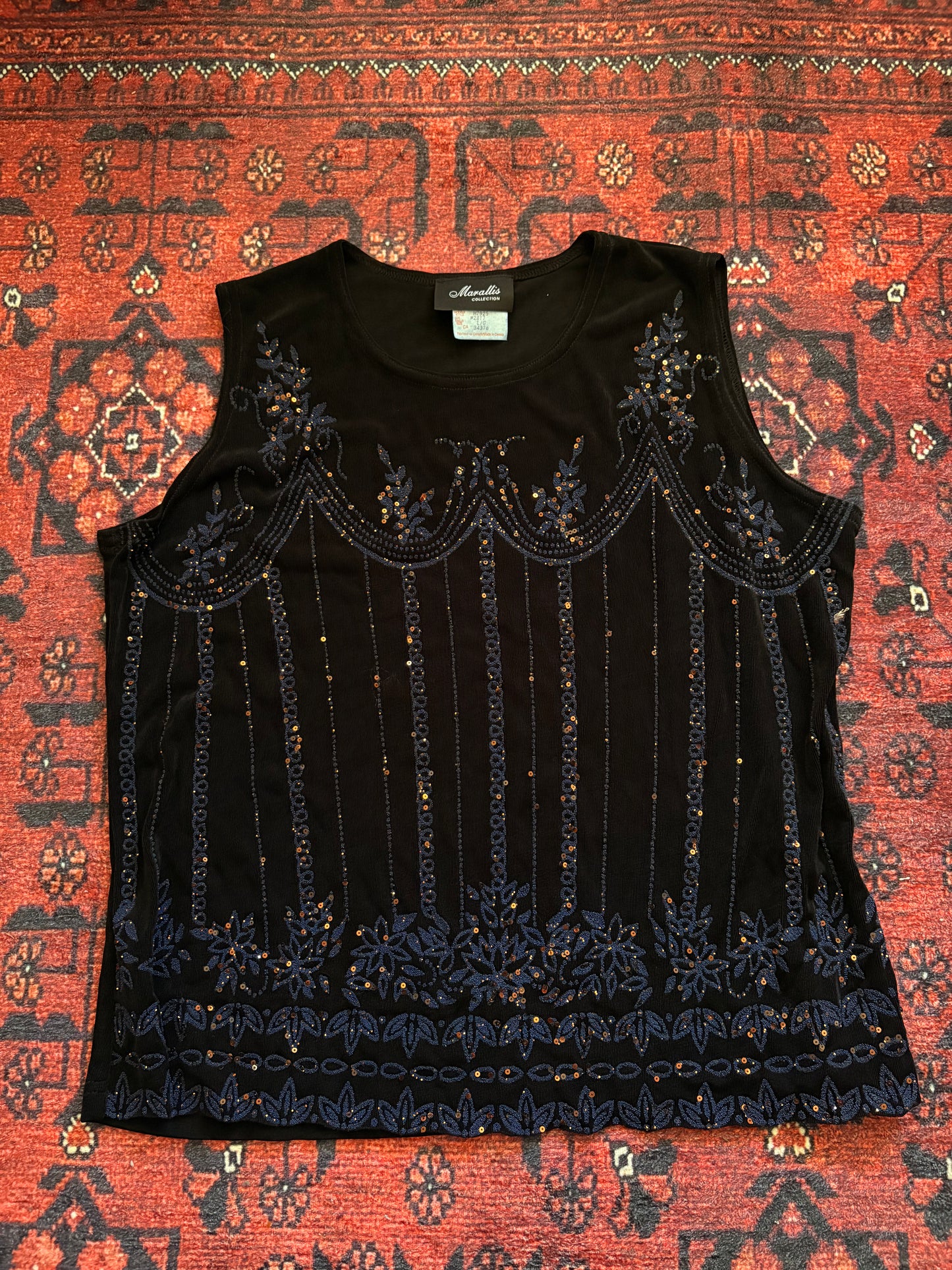 Y2K BLACK EMBELLISHED TOP - L
